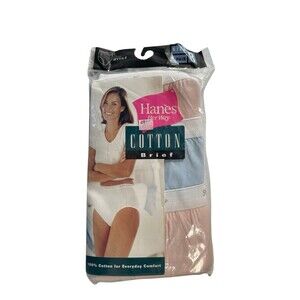 Vintage 1999 Hanes Cotton Panties Size 8 Briefs 3-Pack Womens Pastel Pink Blue